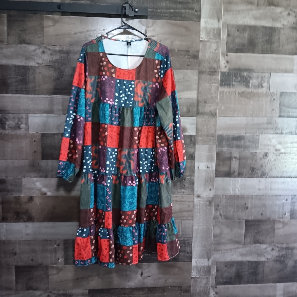Shein Multicolor Patchwork Long Sleeve Dress